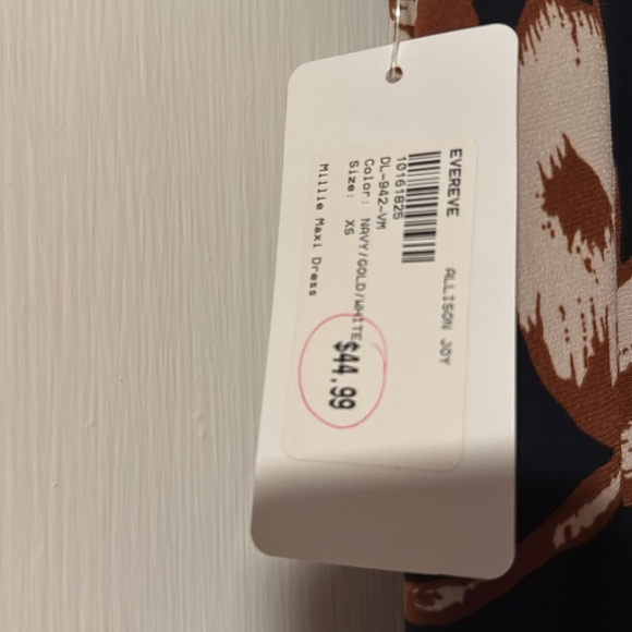 Allison Joy NWT Evereve Sleeveless Millie Maxi Dress Size XS Navy/Gold/White - Picture 5 of 13